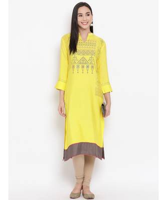 Yellow Printed Straight Kurta 5