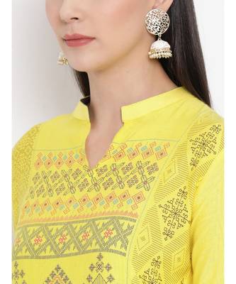 Yellow Printed Straight Kurta 6