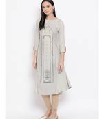 Grey Printed Straight Kurta