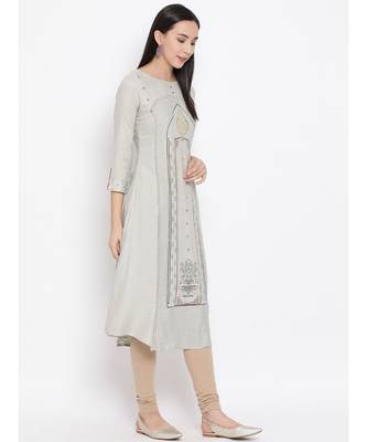 Grey Printed Straight Kurta 3