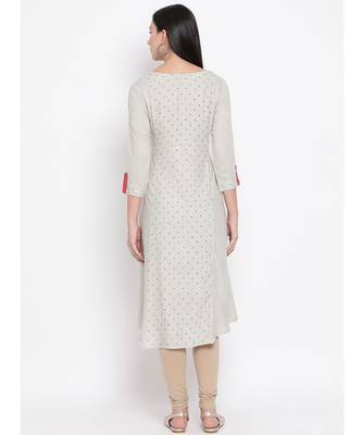 Grey Printed Straight Kurta 4