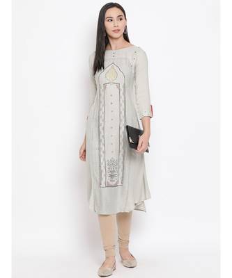 Grey Printed Straight Kurta 5