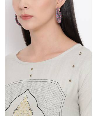 Grey Printed Straight Kurta 6