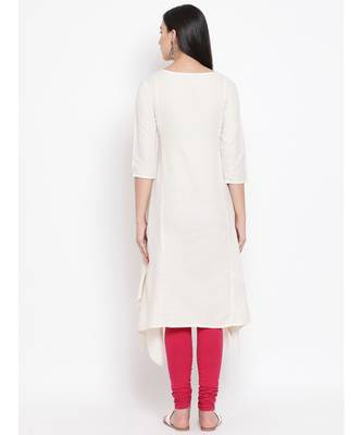 Off White Embroidered A-line Kurta 4