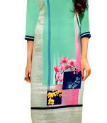 green crepe rayon party wear kurtis