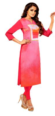 pink crepe rayon party wear kurtis 1