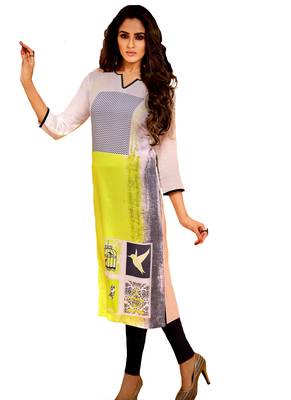 yellow crepe rayon party wear kurtis 1