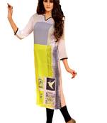 yellow crepe rayon party wear kurtis