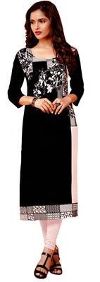 black crepe rayon party wear kurtis 1