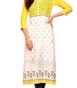 yellow crepe rayon party wear kurtis