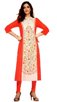 red crepe rayon party wear kurtis 1