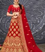Red Velvet Embroidery Designer Wedding Lehenga