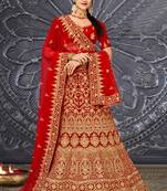 Red Velvet Embroidery Designer Wedding Lehenga