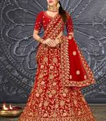 Red Velvet Embroidery Designer Wedding Lehenga