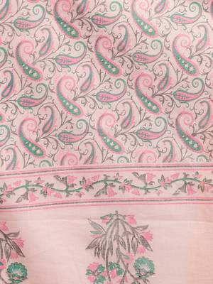 Women'S Foil Print & Gota Patti Work Straight Cotton Peach Kurta,Pant & Dupatta 8