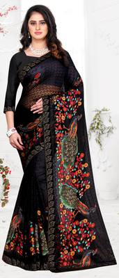 Black embroidered brasso saree with blouse 2
