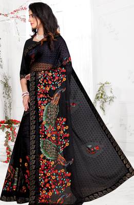 Black embroidered brasso saree with blouse 1