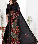 Black embroidered brasso saree with blouse