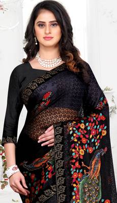 Black embroidered brasso saree with blouse 4