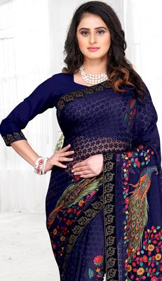 Chitrakshi Designer Peacock Brasso Saree With Blouse Piece 1