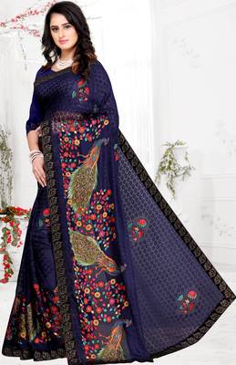 Chitrakshi Designer Peacock Brasso Saree With Blouse Piece 3