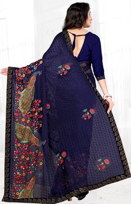 Chitrakshi Designer Peacock Brasso Saree With Blouse Piece 4