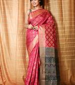 Pink woven patola saree with blouse