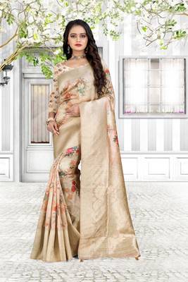 chitrakshi pink organza linen printed saree with blouse 1