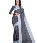 Grey printed poly silk saree with blouse