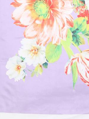 Lavender printed poly silk saree with blouse 4