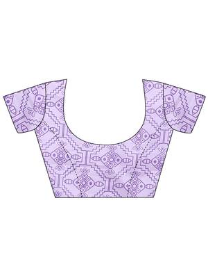 Lavender printed poly silk saree with blouse 5