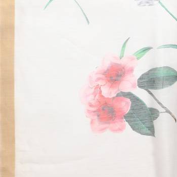 White printed chanderi saree with blouse 4