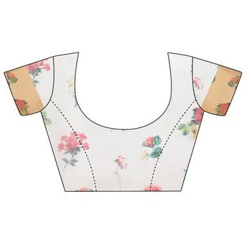 White printed chanderi saree with blouse 5