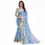 Blue printed chanderi saree with blouse