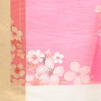 Pink printed chanderi saree with blouse 4