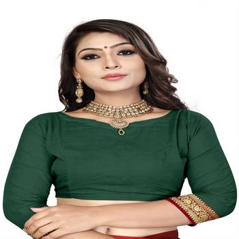 Green woven cotton silk saree with blouse 4