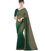 Green printed georgette saree with blouse