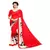 Red printed georgette saree with blouse