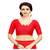 Red printed georgette saree with blouse