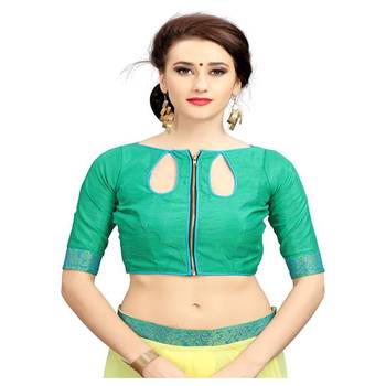 Yellow printed georgette saree with blouse 4