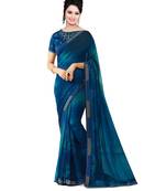 Blue plain georgette saree with blouse