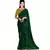 Green plain georgette saree with blouse