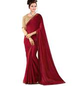 Maroon plain georgette saree with blouse