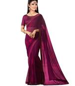 Purple plain georgette saree with blouse