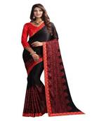 Black printed georgette saree with blouse