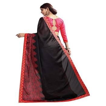Black printed georgette saree with blouse 2