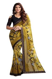 Mehendi printed georgette saree with blouse