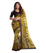 Mehendi printed georgette saree with blouse
