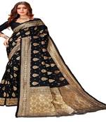 Black woven silk saree with blouse