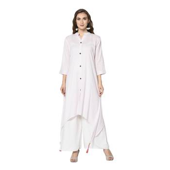 white Elora Cotton Striped Designer Kurti for Women 1